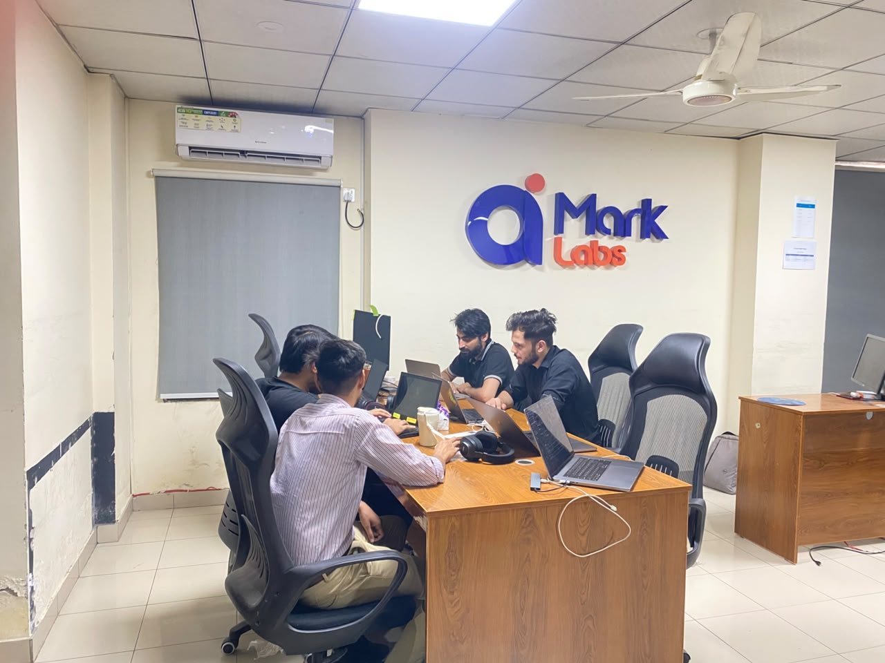 A team collaborating around a table