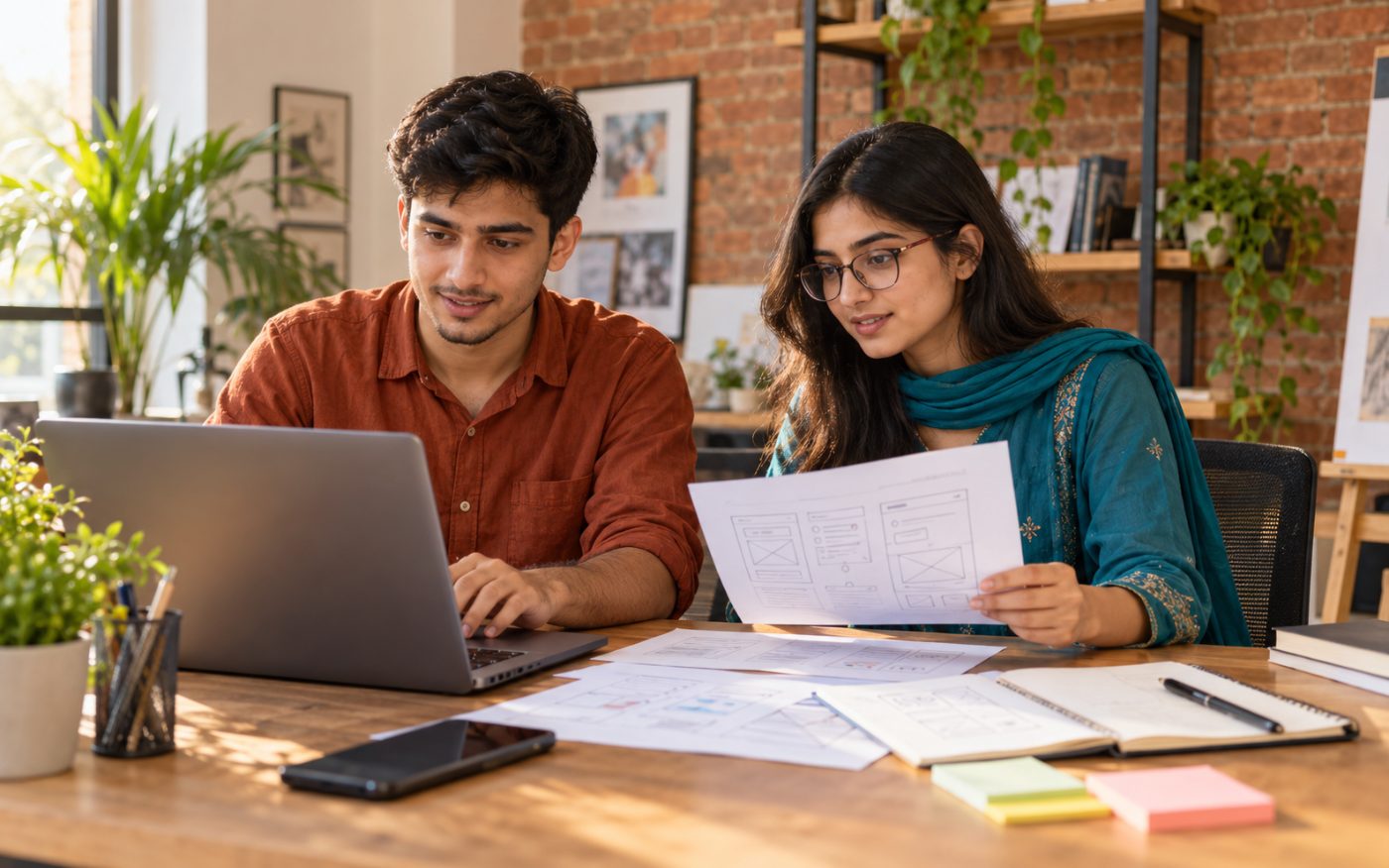 Learners working on a project